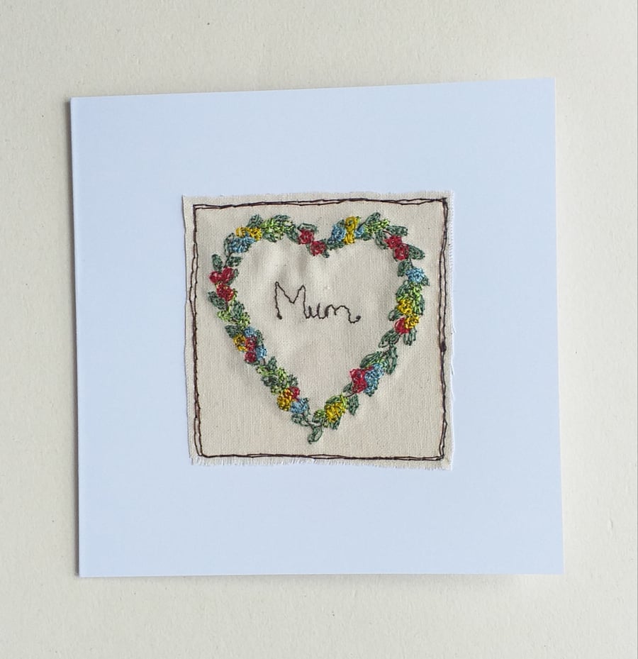 Embroidered Heart Mother's Day Card