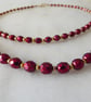 Dark Red Faceted beads Beaded Necklace with Gold Accents - Summer Seconds - Image 4