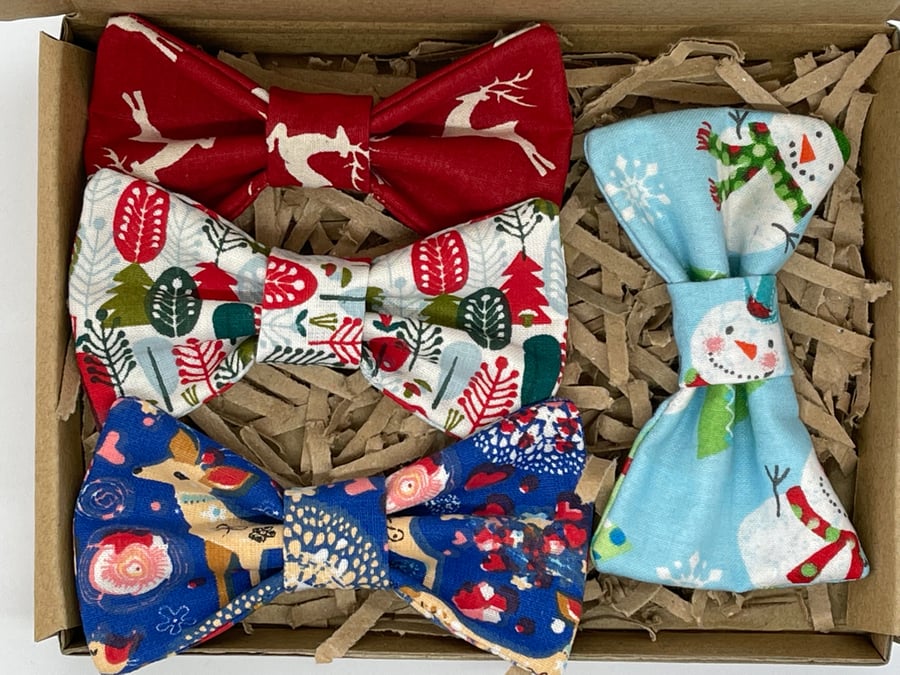 Dog Bows Dickie Bow, Christmas Dog Bows Boxed  Gift set