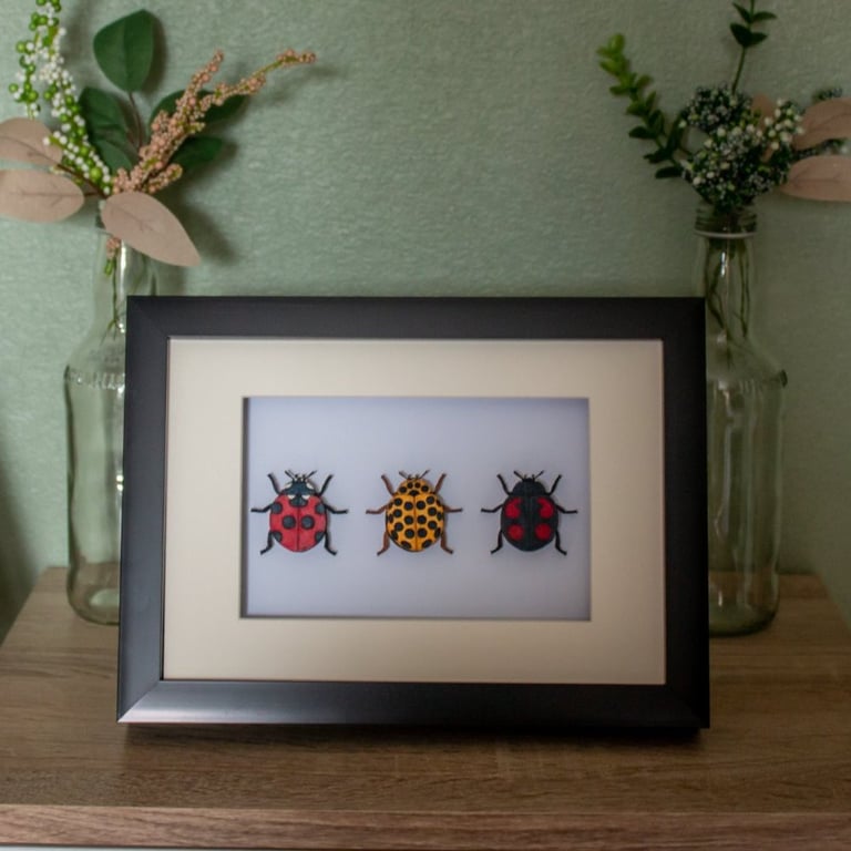 3 Ladybirds - Handmade 3D Art 