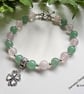 Rose Quartz & Aventurine Shamrock Charm Bracelet 