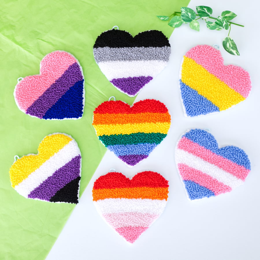 LGBTQ Gay Pride Hand Tufted Mug Rug Coasters or Wall Hanging