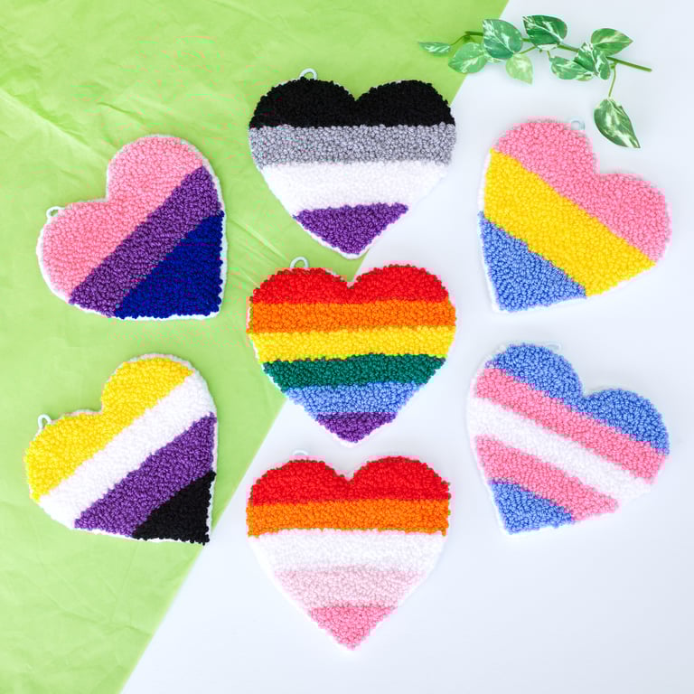 LGBTQ Gay Pride Hand Tufted Mug Rug Coasters or Wall Hanging