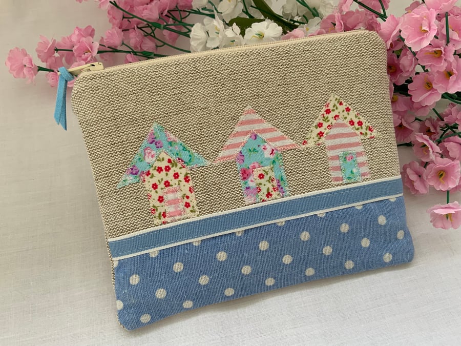 Perfectly imperfect, Zipped Purse, Applique, Small Cosmetic Bag, Beach Hut