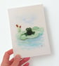 Sea Glass Frog Picture, Quirky Handmade Frog Art, One-of-a-Kind Nature Gift - Image 4