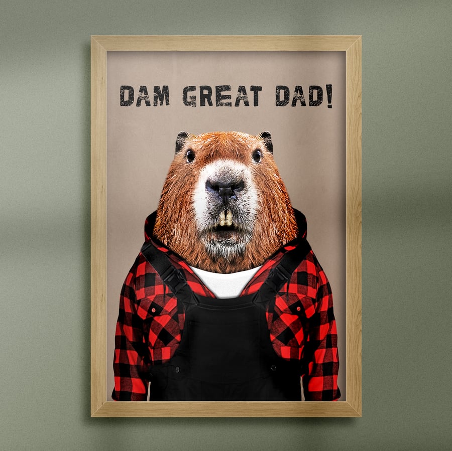 Beaver print: Dam Great Dad! (Animalyser) Gift for dad daddy father papa