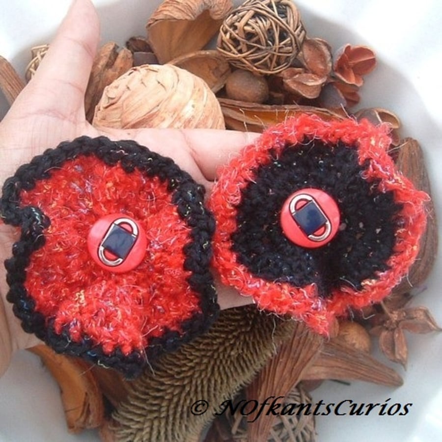 Choice of Two Colour Poppy Corsages or Brooches.