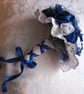  Wedding bouquet, Blue and White Bride, Bridesmaid, fabric Flowers - Image 2
