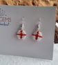 Hexagonal St George's Flag Beadwork Earrings - Image 2