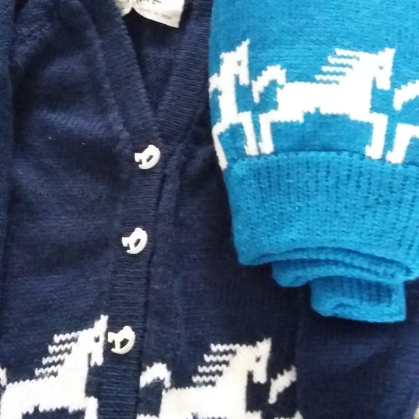 Horse Cardigan or jumper with horses round the bottom and horse buttons