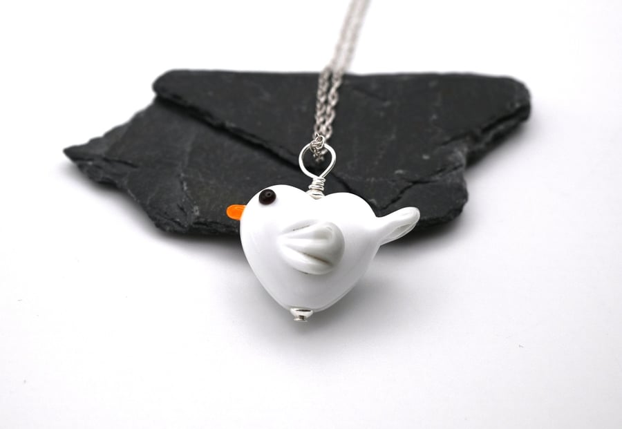 glass seagull pendant necklace - large