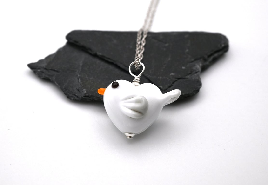 glass seagull pendant necklace - large
