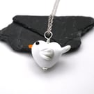 glass seagull pendant necklace - large