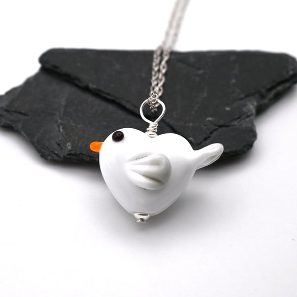 glass seagull pendant necklace - large