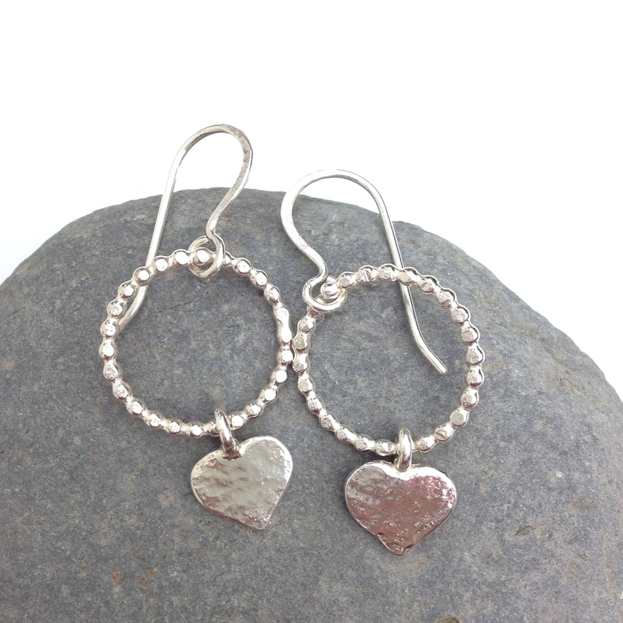 Sterling silver heart earrings - love tokens - 