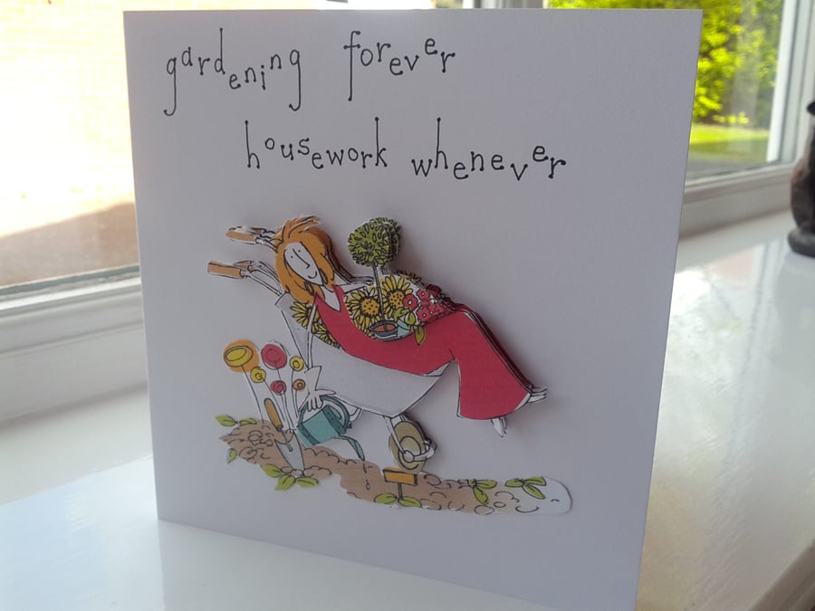 Funky wheelbarrow birthday card