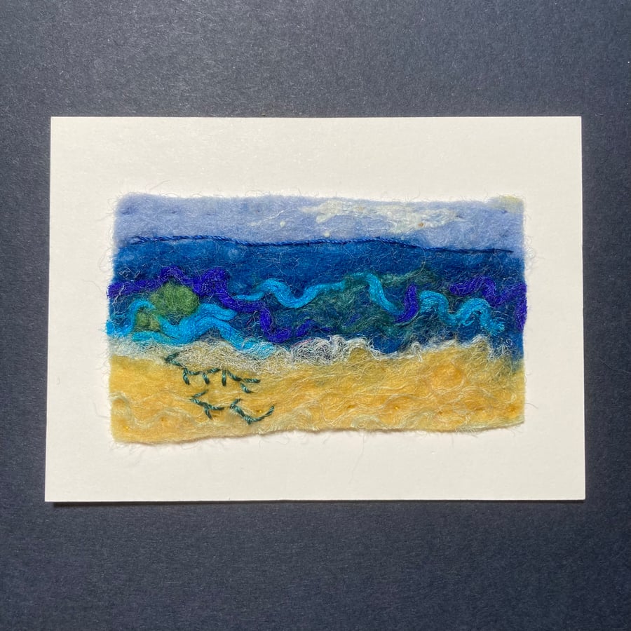 Seconds sunday - Miniature felted seascape picture, wool and silk (1)