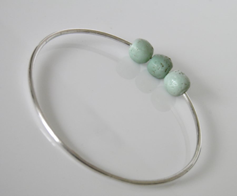 Sterling Silver Bangle Glass Beads