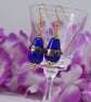 Blue and Gold Teardrop Earrings - Image 2