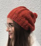 SLOUCH HAT  with pom-pom .'Delphine' . Wool blend .Russet .Tweed. - Image 5