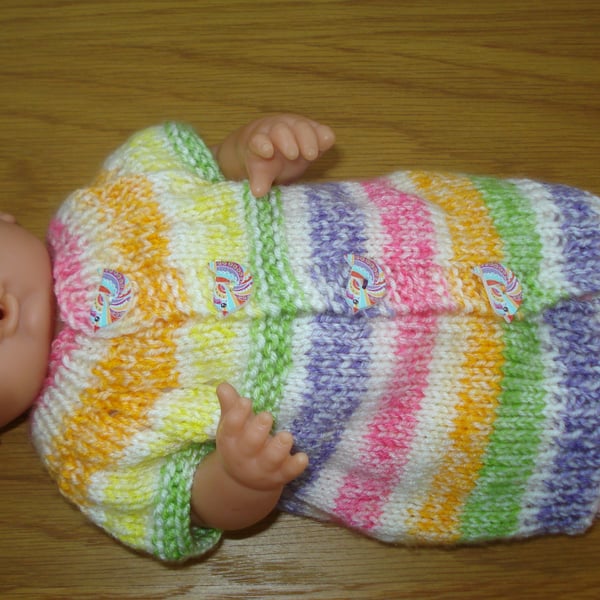 Doll Cardigan Multi Coloured With Little Bird Buttons (A113)