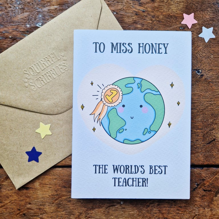 Personalised best teacher card, Thank you teacher card, Worlds best teacher card