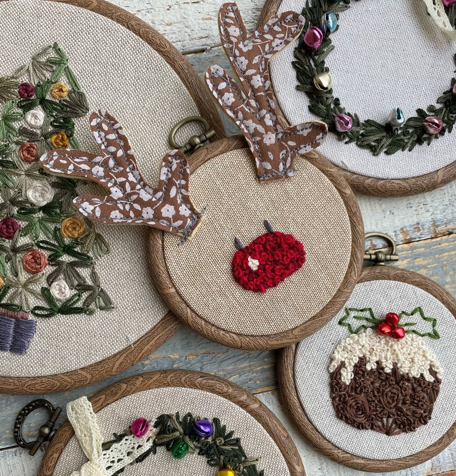 Rudolf Embroidery Hoop Art