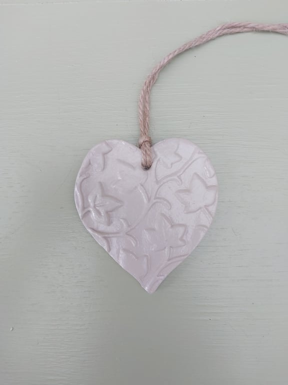 Warm Clay Embossed Heart Hanging Decoration