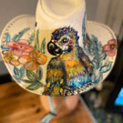 Parrot hand painted hat 