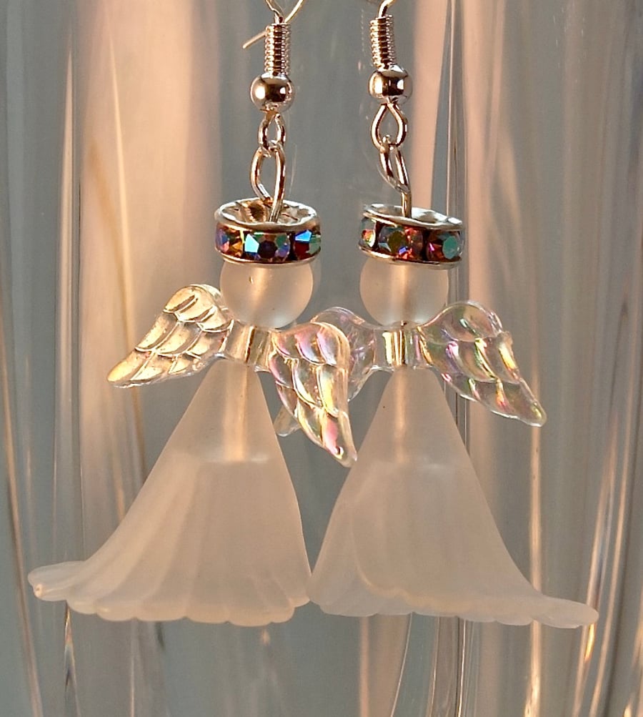 Cute White Angel Earrings - Handmade In Devon.