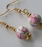Printed Flower Beaded Ear-rings - Image 1