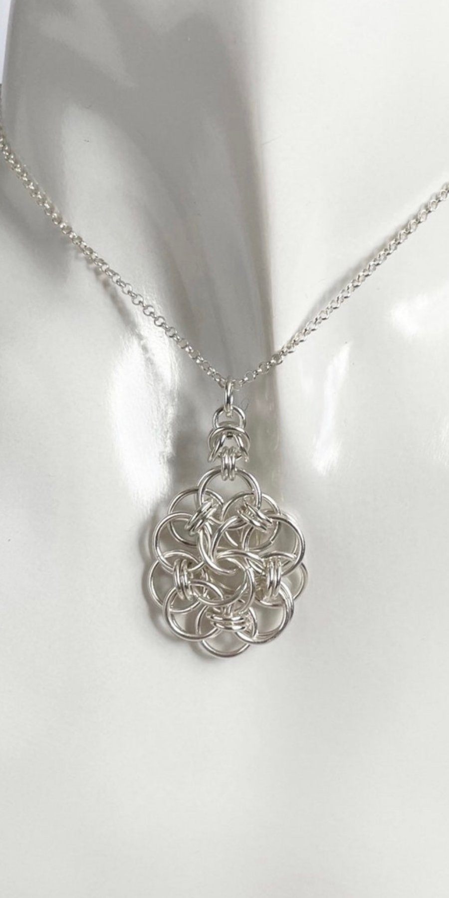 Sterling Silver Chainmaille Medallion Pendant Necklace