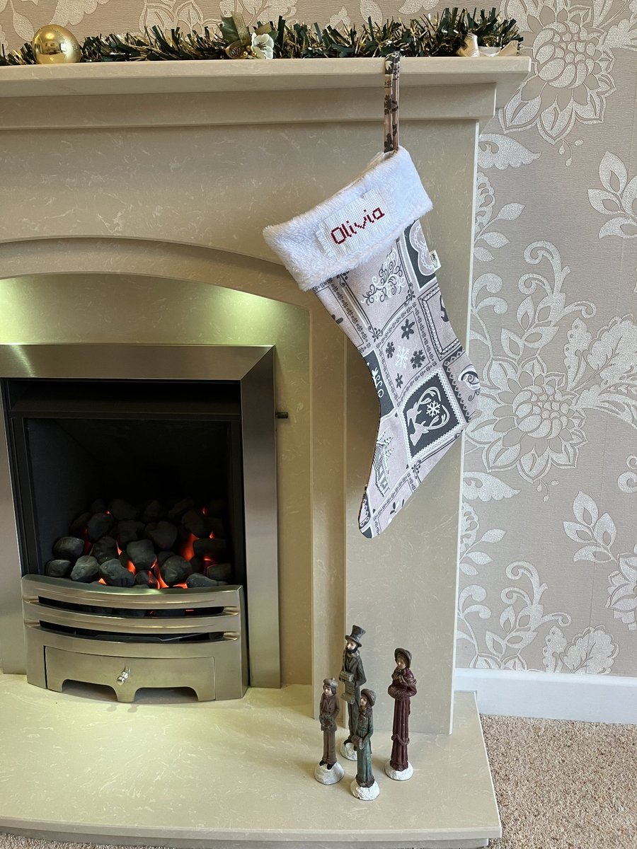 Personalised Christmas Stocking, Patchwork Christmas Stocking, Handmade in UK