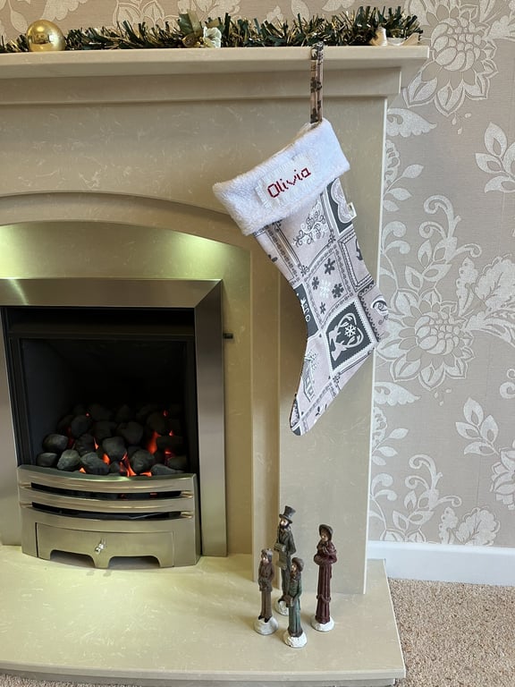 Personalised Christmas Stocking, Patchwork Christmas Stocking, Handmade in UK