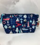 Seaside makeup bag, Nautical zip bag, 2 size options, Handmade - Image 3