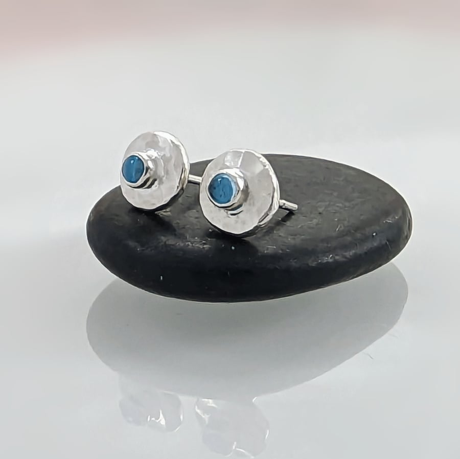 SILVER RECYCLED STERLING Silver silver stud earrings, silver topaz stud earrings