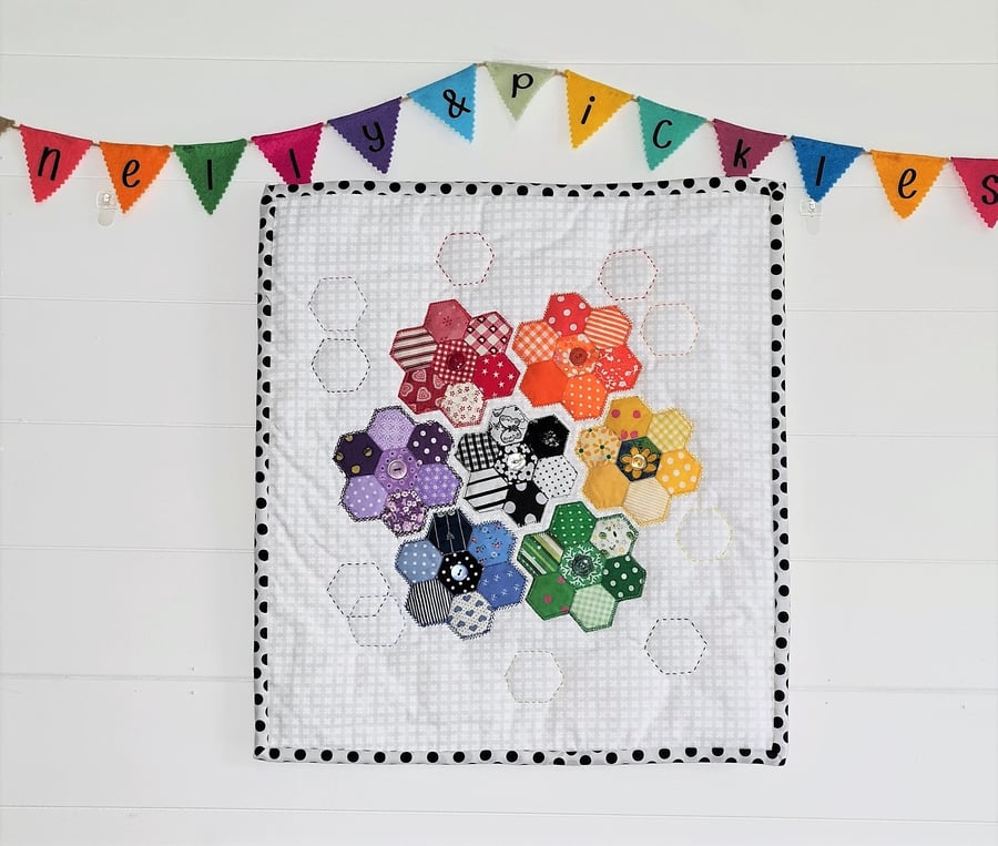 Patchwork Rainbow Quilted Wall Hanging