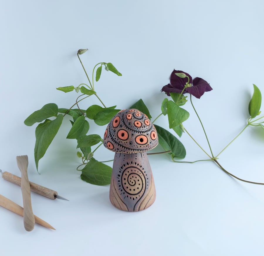 Hand Built Mushroom Incense Burner 