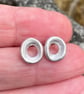 Little frosted silver hag stone stud earrings - Image 5