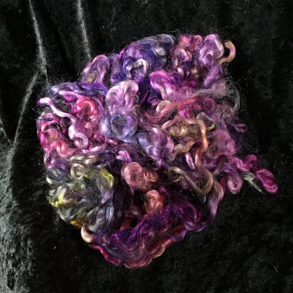 MoBair Kid Mohair Locks Hand Dyed Random Purple Pinks Burgundy 