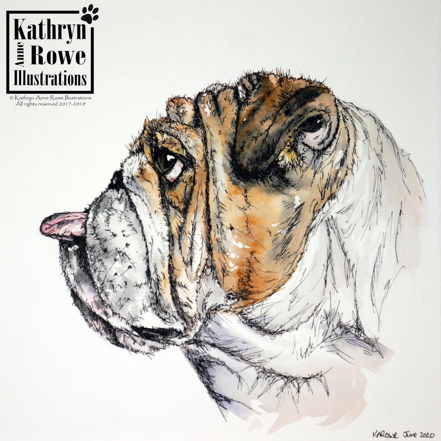 Bulldog, Bulldog Art, Original Painting, Watercolour Painting, Bulldog Gift, Dog