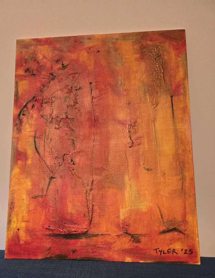 Inferno - original abstract acrylic emotional painting on canvas board