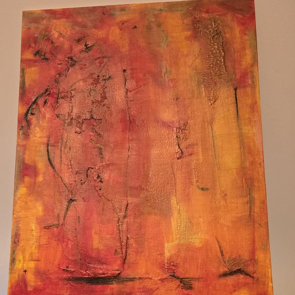 Inferno - original abstract acrylic emotional painting on canvas board