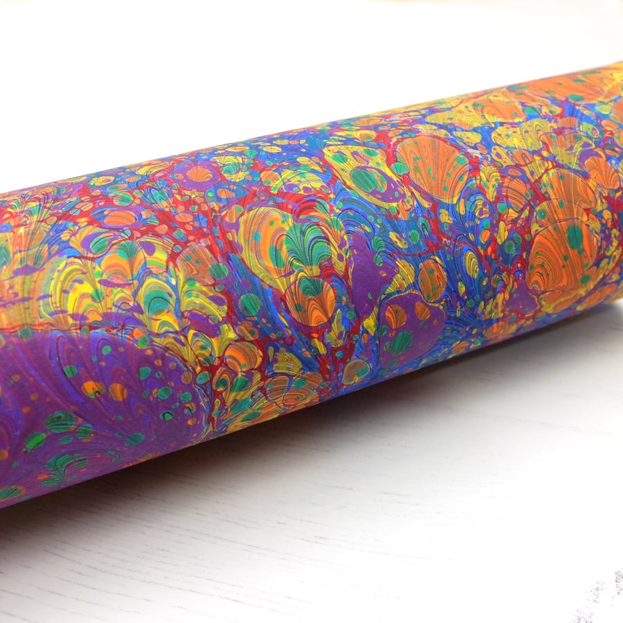 A4 rainbow double marbled paper stone peackcock pattern 