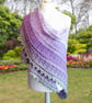 Crochet ombre acrylic shawl in shades of lilac, grey and white. Crochet shawl. - Image 4