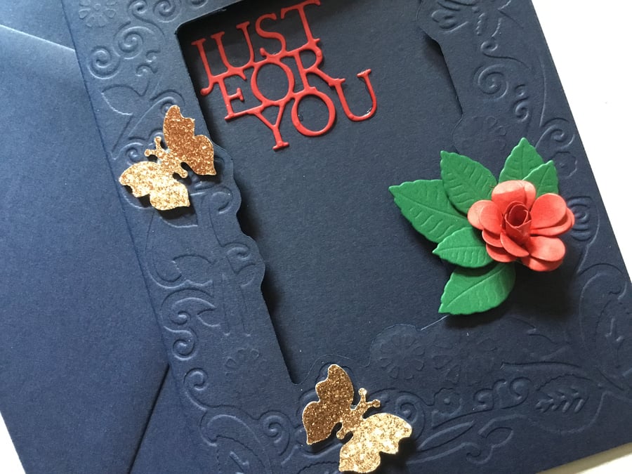 Just for you card. Handmade rose card. Any occasion card. CC412. 