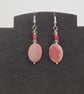 Oval shell earrings with coral shell beads - Image 3