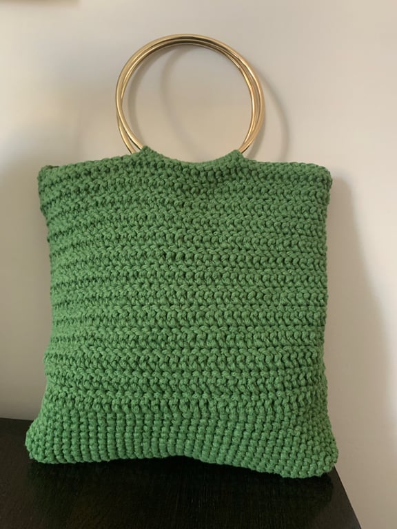 Stylish green crochet handbag