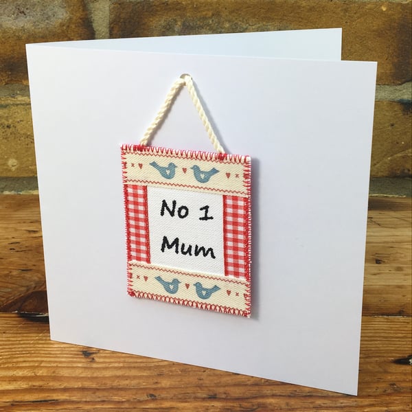 Mum birthday card, Number 1 Mum card & keepsake hanging, Mother’s Day