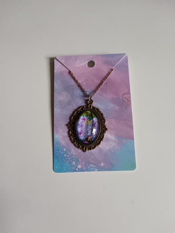 Purple flower ageratum houstonianum filigree photography necklace 